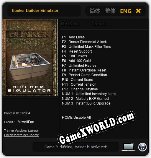 Трейнер для Bunker Builder Simulator [v1.0.4]