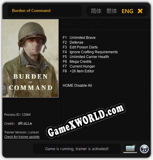 Burden of Command: ТРЕЙНЕР И ЧИТЫ (V1.0.28)
