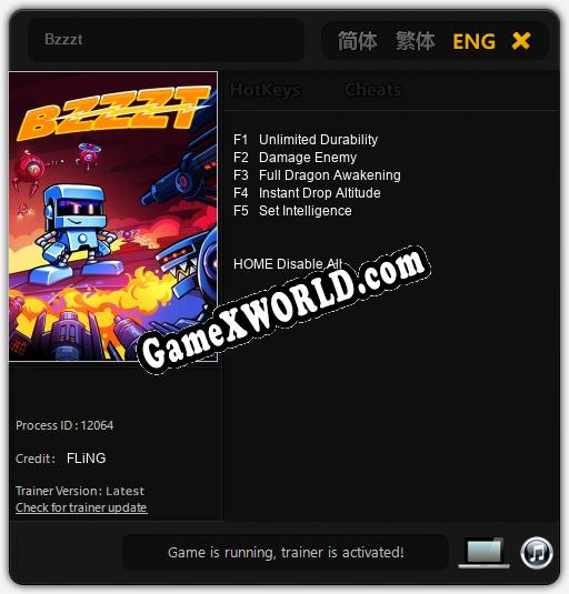 Трейнер для Bzzzt [v1.0.2]