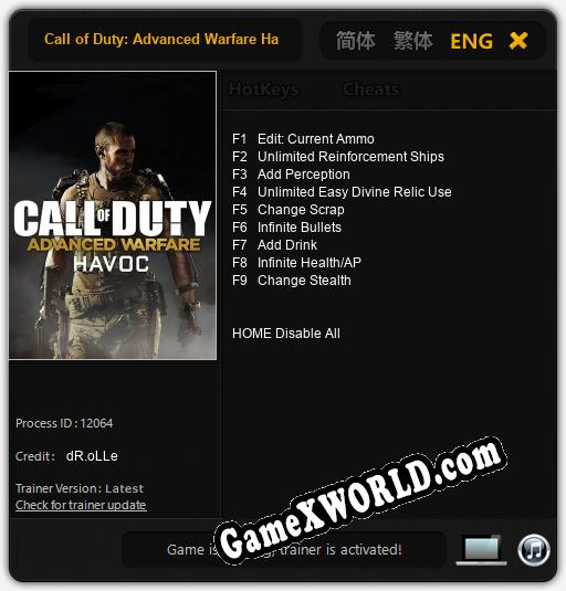 Call of Duty: Advanced Warfare Havoc: ТРЕЙНЕР И ЧИТЫ (V1.0.83)