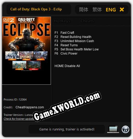 Трейнер для Call of Duty: Black Ops 3 - Eclipse [v1.0.7]