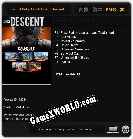 Call of Duty: Black Ops 3 Descent: Читы, Трейнер +8 [MrAntiFan]