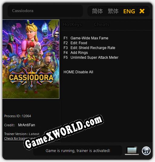 Cassiodora: Трейнер +5 [v1.9]