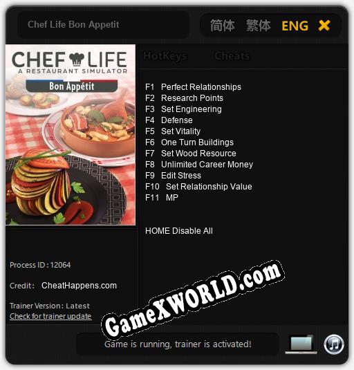 Chef Life Bon Appetit: ТРЕЙНЕР И ЧИТЫ (V1.0.46)