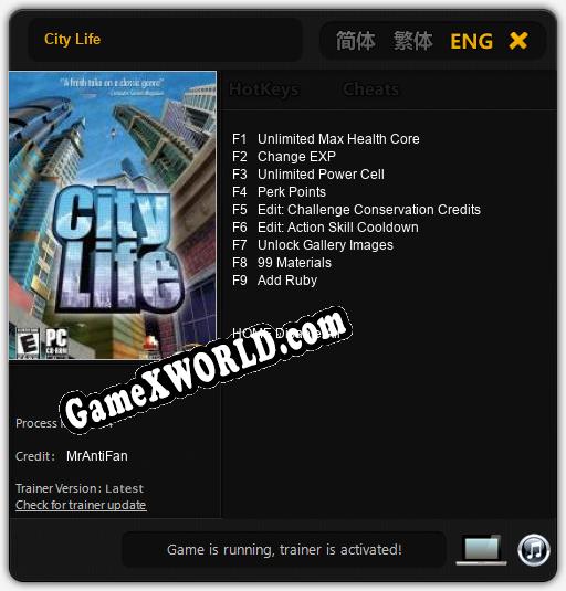 Трейнер для City Life [v1.0.8]