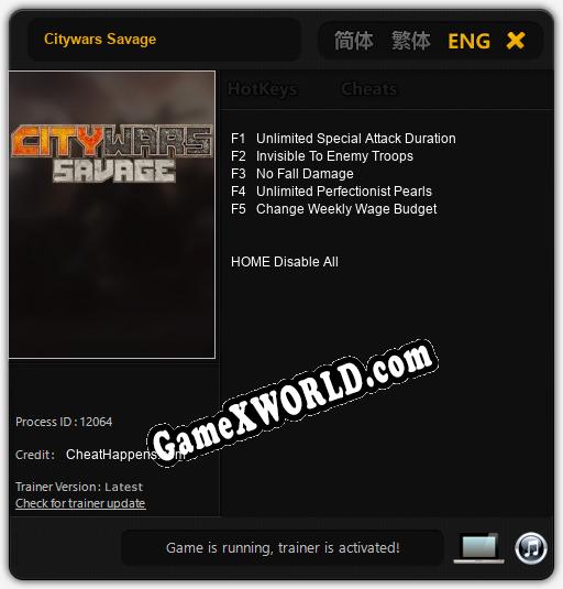 Citywars Savage: Трейнер +8 [v1.3]