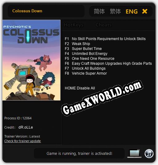 Colossus Down: Читы, Трейнер +8 [dR.oLLe]