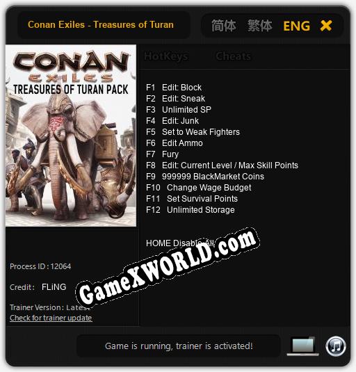 Conan Exiles - Treasures of Turan: Читы, Трейнер +12 [FLiNG]