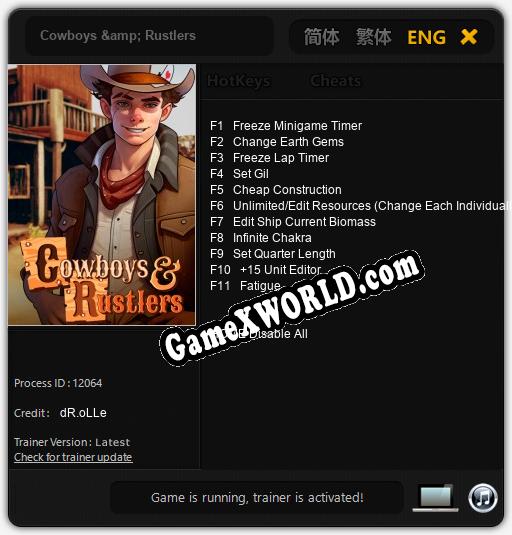 Трейнер для Cowboys & Rustlers [v1.0.2]