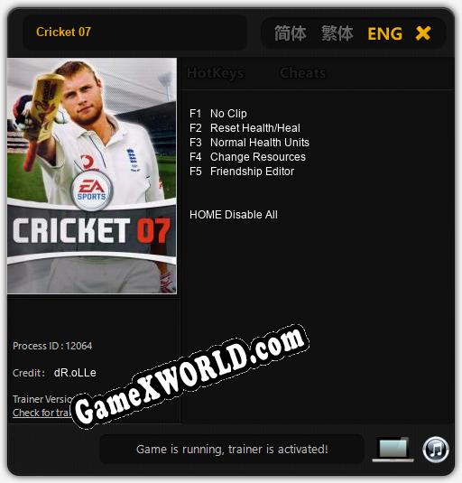 Cricket 07: ТРЕЙНЕР И ЧИТЫ (V1.0.13)