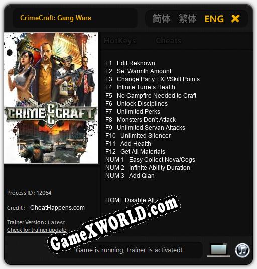CrimeCraft: Gang Wars: Читы, Трейнер +15 [CheatHappens.com]