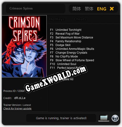 Crimson Spires: ТРЕЙНЕР И ЧИТЫ (V1.0.90)