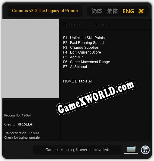 Cronous v2.0 The Legacy of Primordium: Трейнер +7 [v1.3]