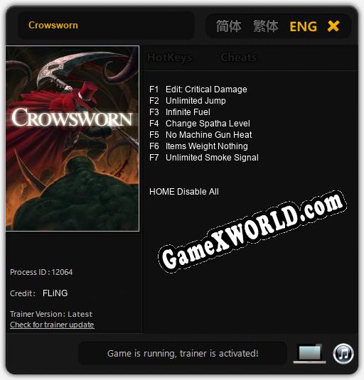 Трейнер для Crowsworn [v1.0.1]