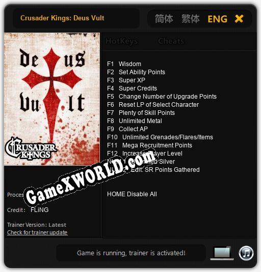 Crusader Kings: Deus Vult: Трейнер +14 [v1.9]