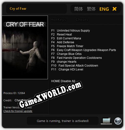 Cry of Fear: Трейнер +11 [v1.9]