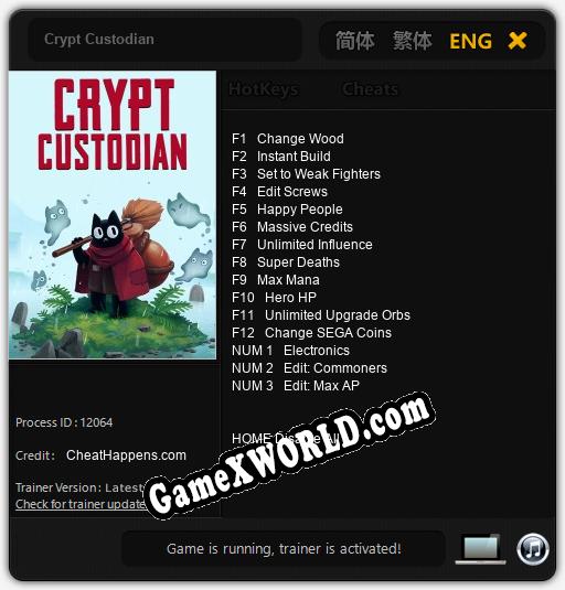 Crypt Custodian: ТРЕЙНЕР И ЧИТЫ (V1.0.9)