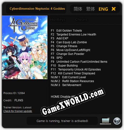 Cyberdimension Neptunia: 4 Goddesses Online: Трейнер +15 [v1.8]