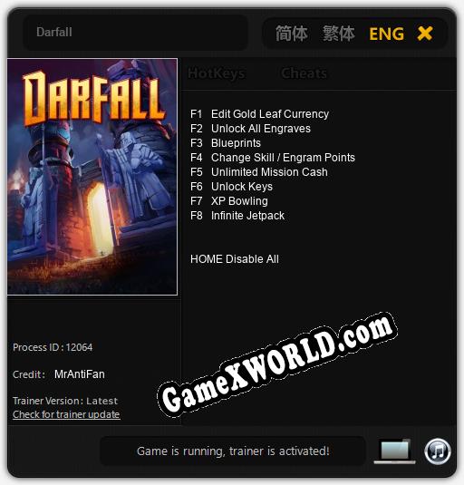 Darfall: Читы, Трейнер +8 [MrAntiFan]