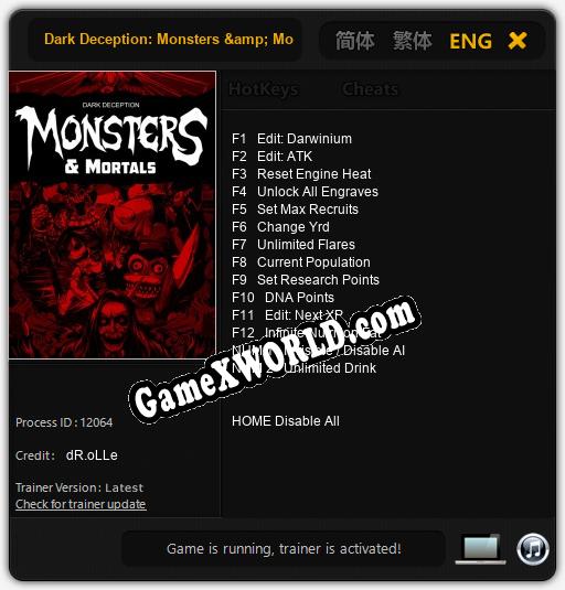 Трейнер для Dark Deception: Monsters & Mortals [v1.0.9]