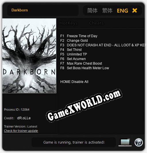 Darkborn: ТРЕЙНЕР И ЧИТЫ (V1.0.18)