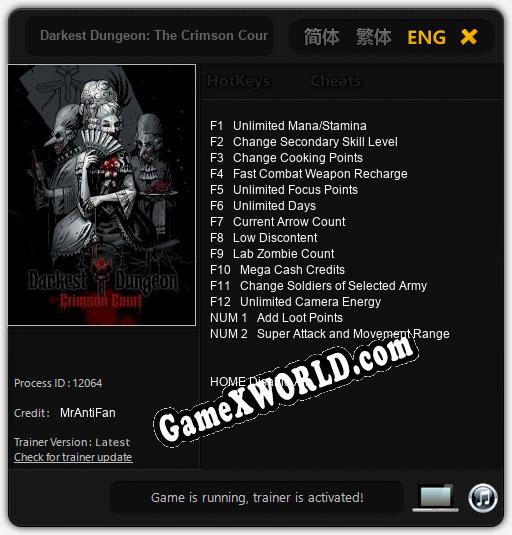 Darkest Dungeon: The Crimson Court: Трейнер +14 [v1.1]