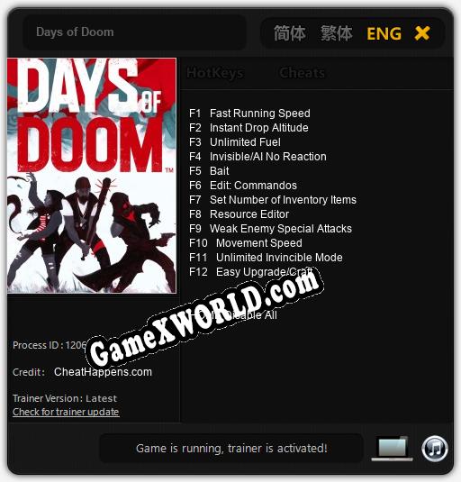 Days of Doom: ТРЕЙНЕР И ЧИТЫ (V1.0.73)