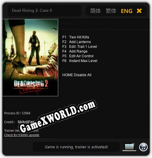 Dead Rising 2: Case 0: Трейнер +6 [v1.9]