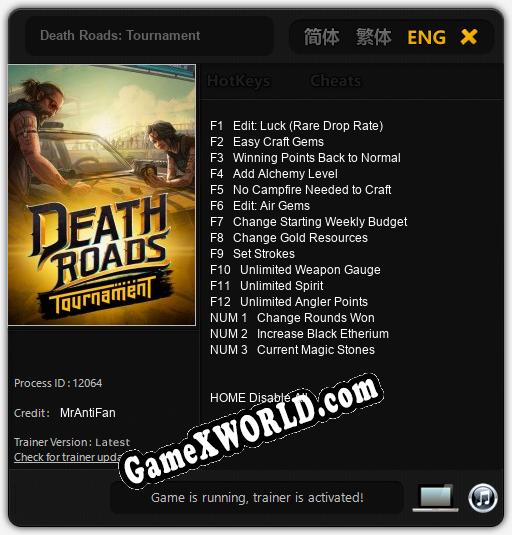 Death Roads: Tournament: Трейнер +15 [v1.3]