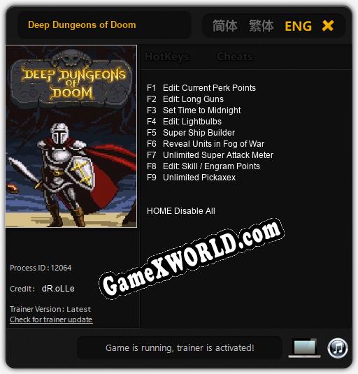 Deep Dungeons of Doom: Трейнер +9 [v1.3]