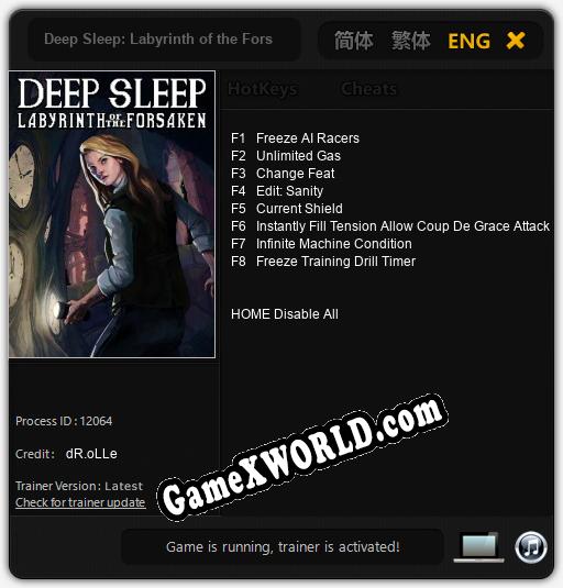 Трейнер для Deep Sleep: Labyrinth of the Forsaken [v1.0.6]