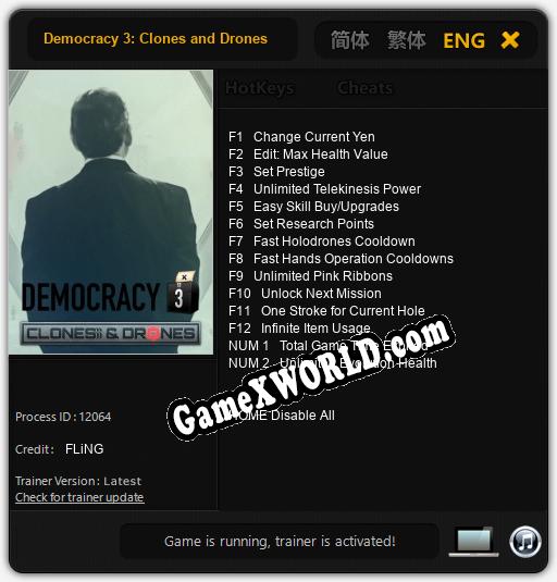 Democracy 3: Clones and Drones: Трейнер +14 [v1.6]