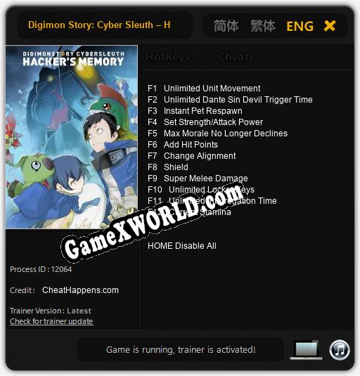 Digimon Story: Cyber Sleuth вЂ“ Hackers Memory: Трейнер +12 [v1.9]