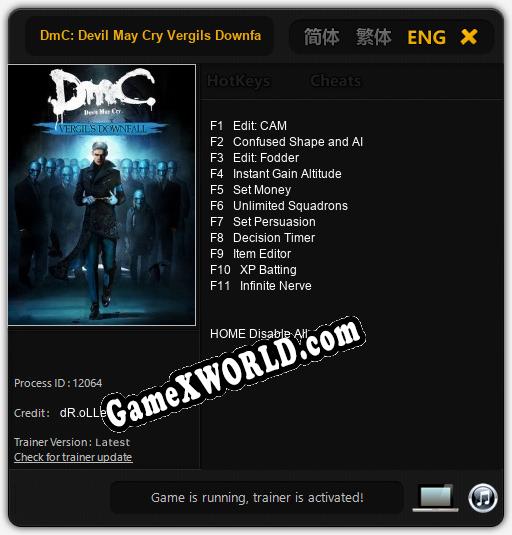 DmC: Devil May Cry Vergils Downfall: Трейнер +11 [v1.7]