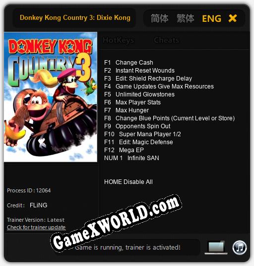 Donkey Kong Country 3: Dixie Kongs Double Trouble: Читы, Трейнер +13 [FLiNG]