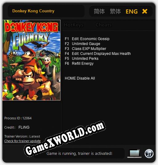 Трейнер для Donkey Kong Country [v1.0.4]