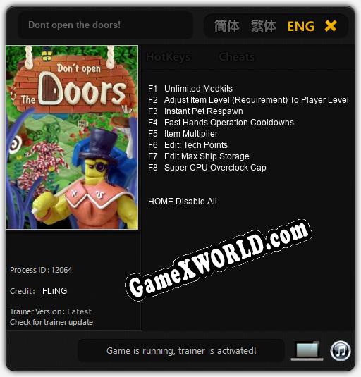Dont open the doors!: Читы, Трейнер +8 [FLiNG]