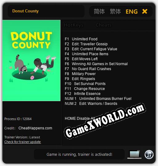 Donut County: Трейнер +14 [v1.9]