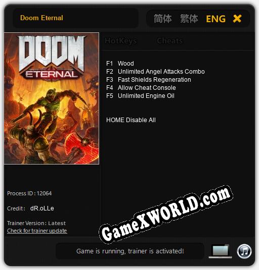 Трейнер для Doom Eternal [v1.0.1]