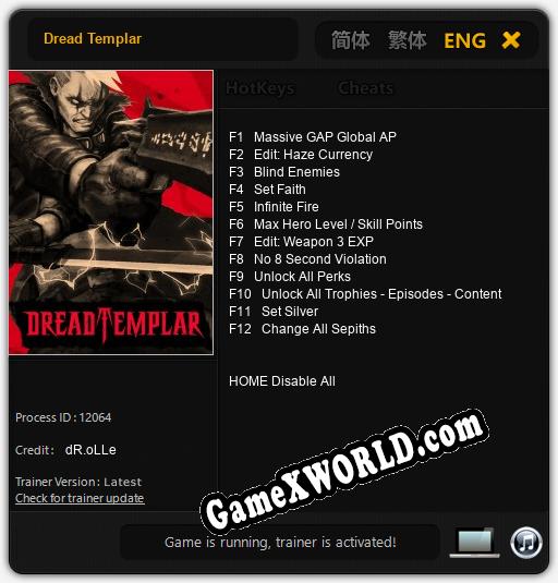 Трейнер для Dread Templar [v1.0.9]