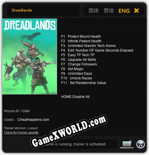 Dreadlands: Читы, Трейнер +11 [CheatHappens.com]