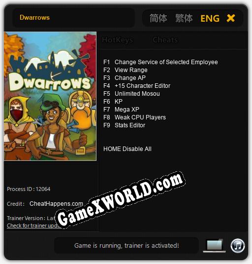 Трейнер для Dwarrows [v1.0.3]