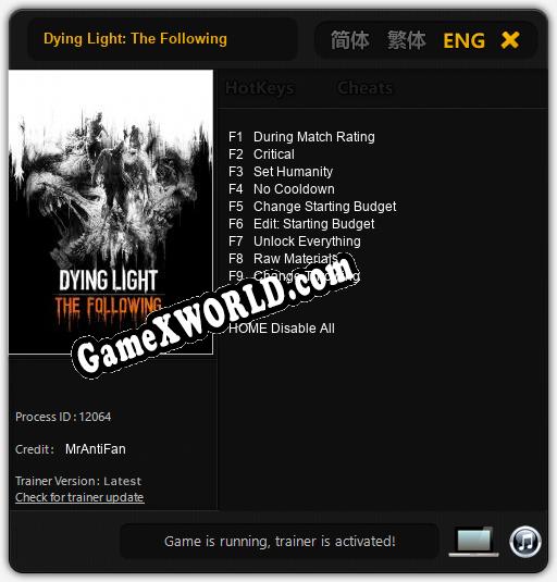 Dying Light: The Following: Читы, Трейнер +9 [MrAntiFan]