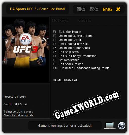 EA Sports UFC 3 - Bruce Lee Bundle: Трейнер +10 [v1.6]