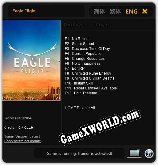 Eagle Flight: ТРЕЙНЕР И ЧИТЫ (V1.0.75)