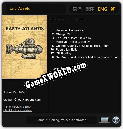 Трейнер для Earth Atlantis [v1.0.6]