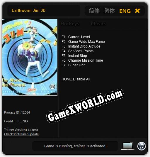 Трейнер для Earthworm Jim 3D [v1.0.5]