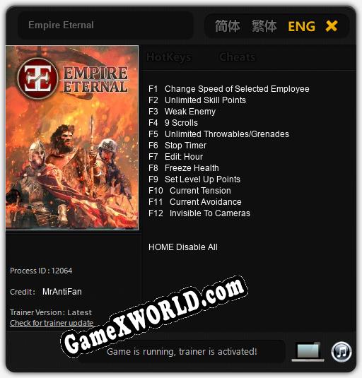 Empire Eternal: Трейнер +12 [v1.1]