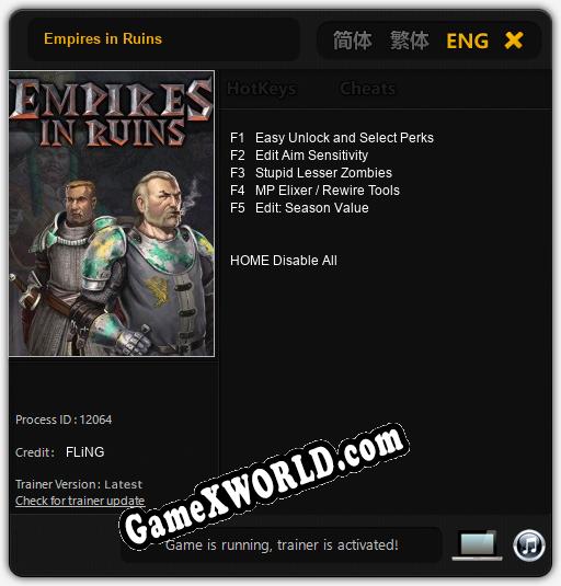 Empires in Ruins: Трейнер +5 [v1.7]