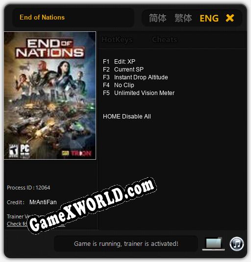 End of Nations: Читы, Трейнер +5 [MrAntiFan]